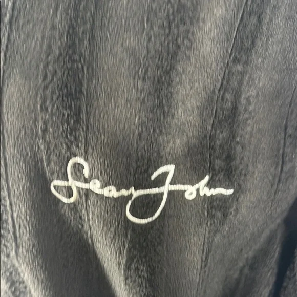 Sean John Vintage Black Fuzzy Zip-Up Sweater Size XXL